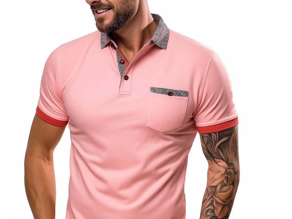 Enlision Mens Polo Shirts Short Sleeve Regular Fit Cotton Polo Shirt with Pocket Printed Collar Pique Golf Polo Shirts