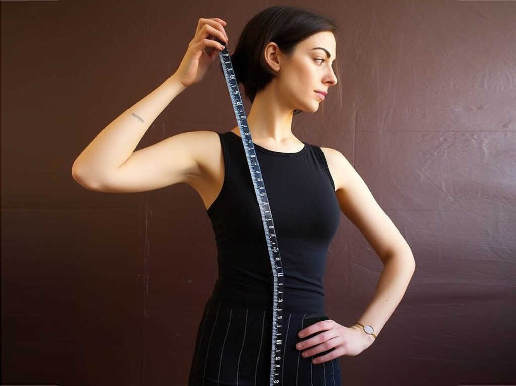 Measure in a straight line from side to side, 1 inch under the armpits. 