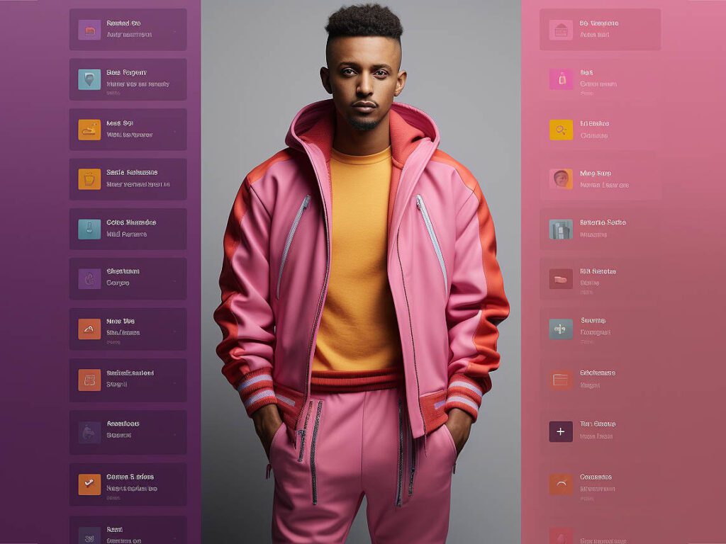 Screen showing color customization of custom sweatsuit