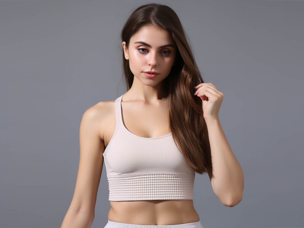 Stylish Women Cotton Ribbed Knit Athletic Active Tank top Solid Basic Strap Bandage Fitness Ladies Crop Top Running Sport Bra
