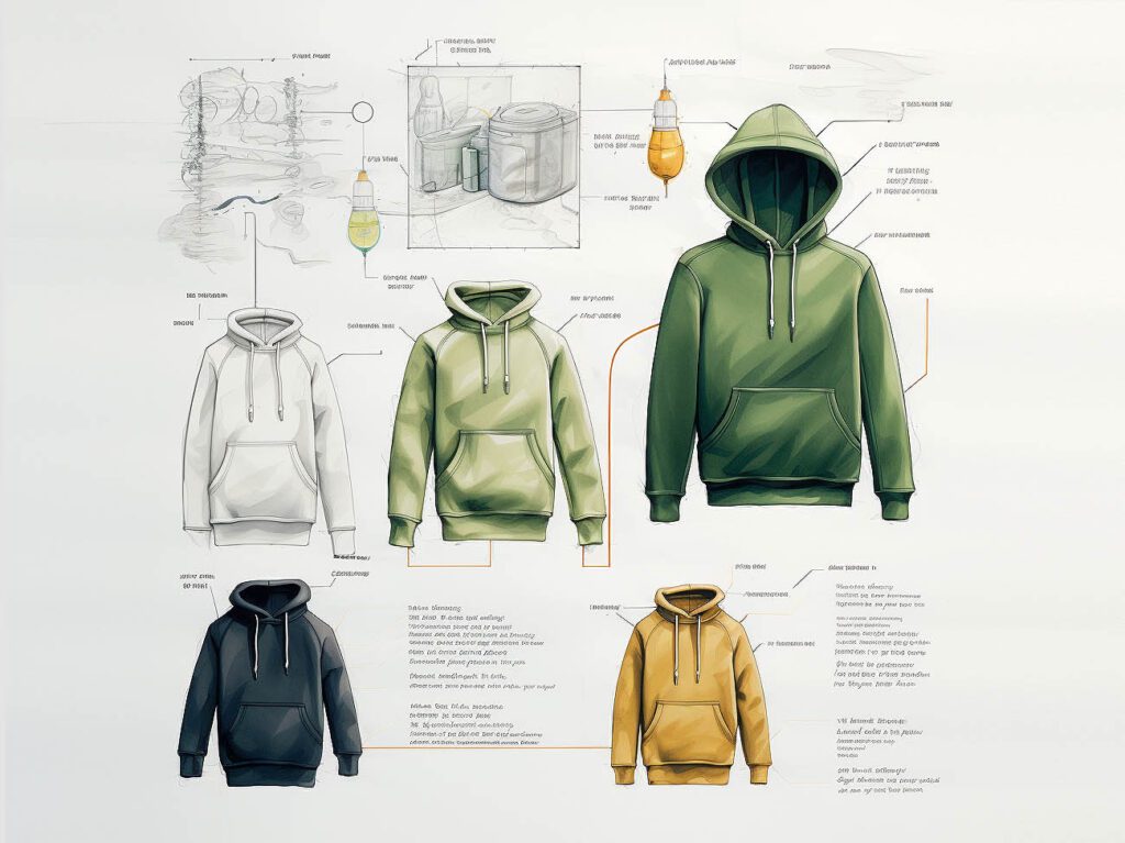 The image concept explores the sustainability and environmental protection aspects of premium hooded sweatshirts.