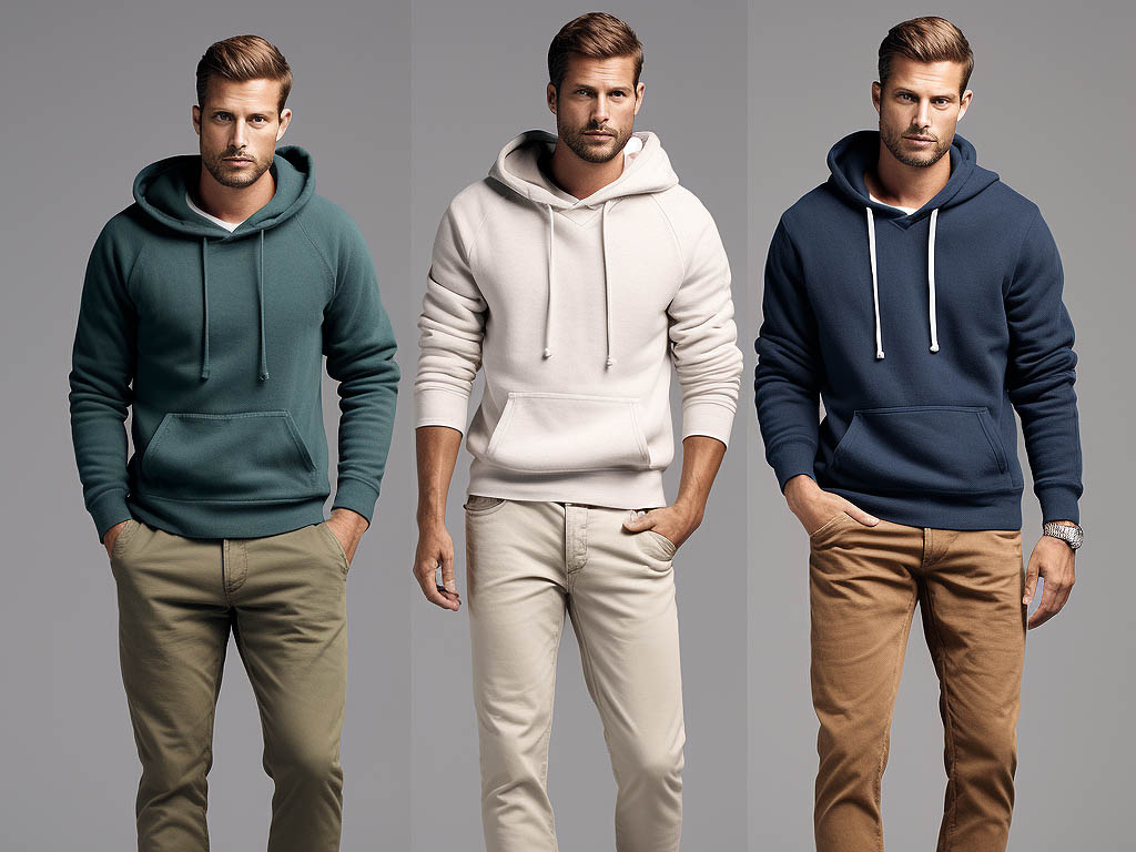 The image would showcase the versatility of hooded sweatshirts styled for different occasions.