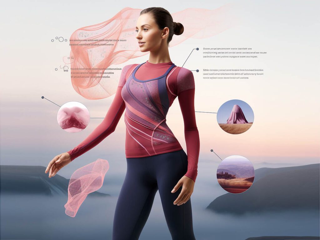 The picture shows the functions of yoga sportswear, adding breathable mesh and more elastic fabrics.