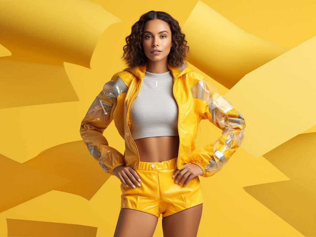 This image concept focuses on the key activewear trend for 2023, which is sustainability.