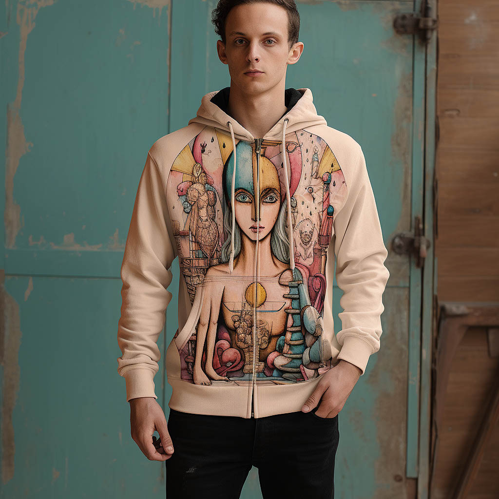 One Man Dressed by French Terry Zip-up hooded sweatshirt made of fabric