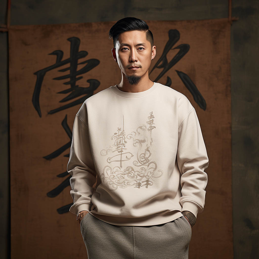 A man wearing Bamboo Fiber Fabric Men's sweatshirt made of fabric