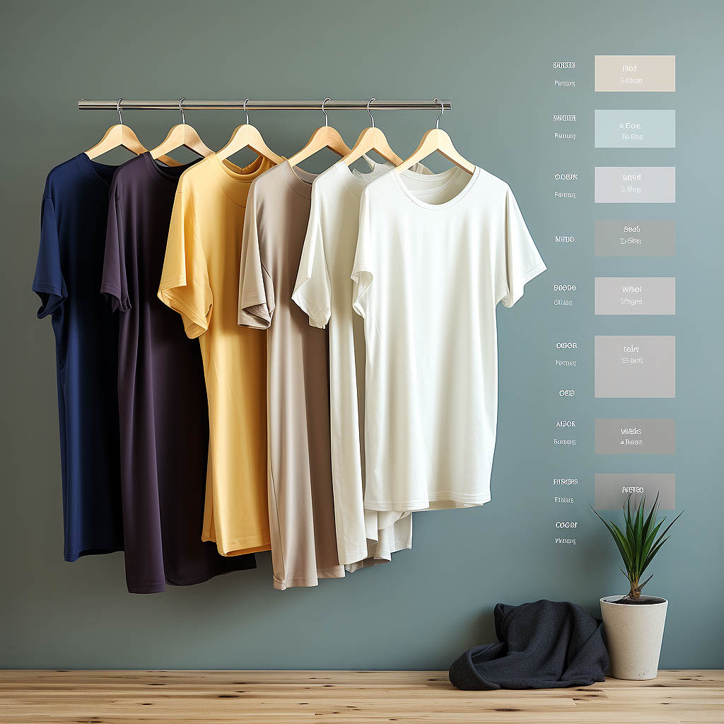 An image displaying different fabric weights for essential t-shirts, ranging from lightweight to heavyweight.