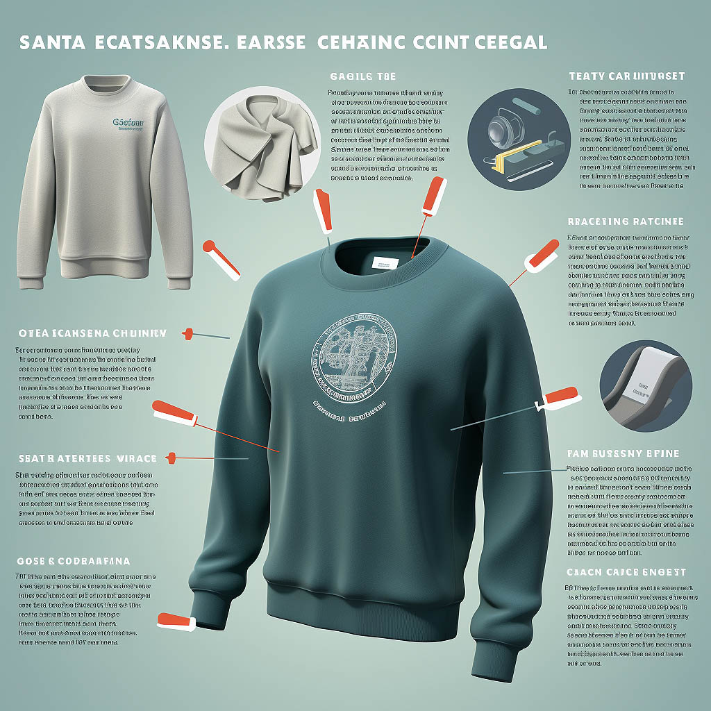 An image illustrating ease of care for crew neck sweatshirts, featuring detailed care guides and instructions for correct cleaning and maintenance methods to help users extend the lifespan of their clothing and keep it in optimal condition.