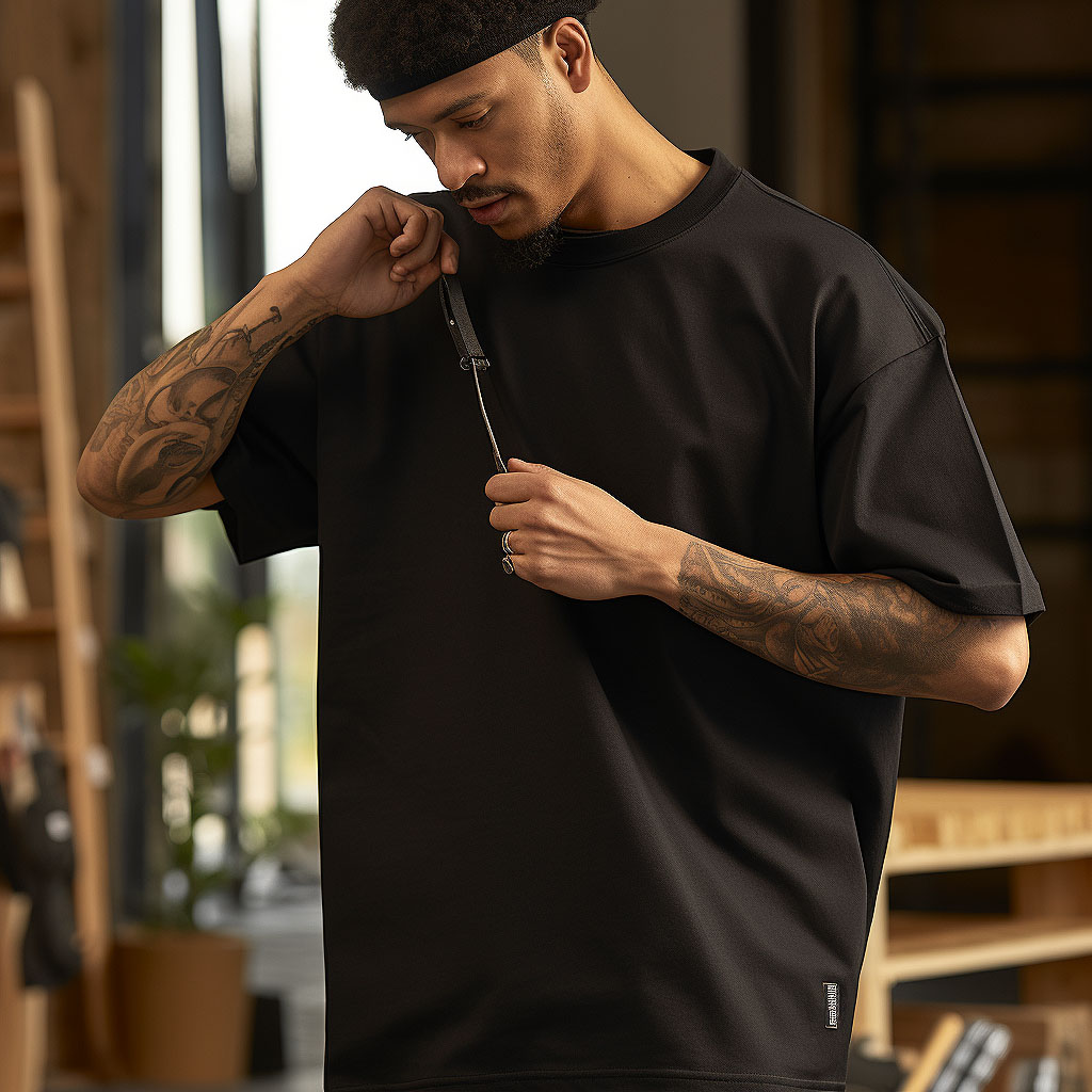 An image showcasing the meticulous stitching and reinforced edges of our oversized 90s T-shirts, highlighting their superior craftsmanship and long-lasting durability.