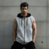 Edgy Comfort Redefined: Sleeveless Hooded Sweatshirt for a Bold, Athletic Look