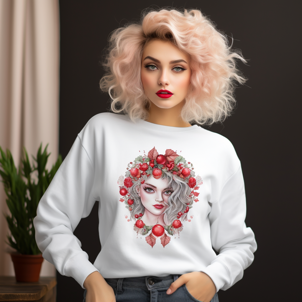 Festive Elegance: Ladies' Christmas Sweatshirt for Cozy Celebrations and Stylish Holiday Cheer