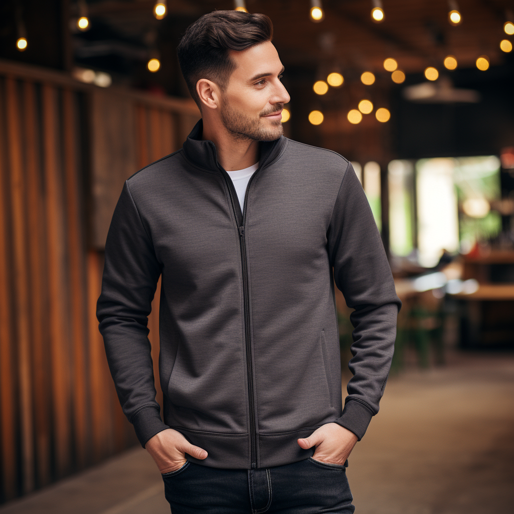 Functional Style on the Go: Men's Zip-Up Sweatshirt for Versatile Comfort and Durability