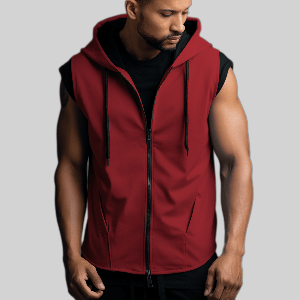 Edgy Comfort Redefined: Sleeveless Hooded Sweatshirt for a Bold, Athletic Look