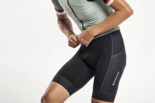 Black cycling shorts with padded design and side logo.