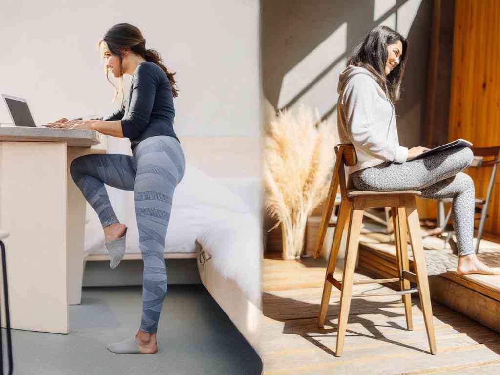 Women working in cozy leggings at home