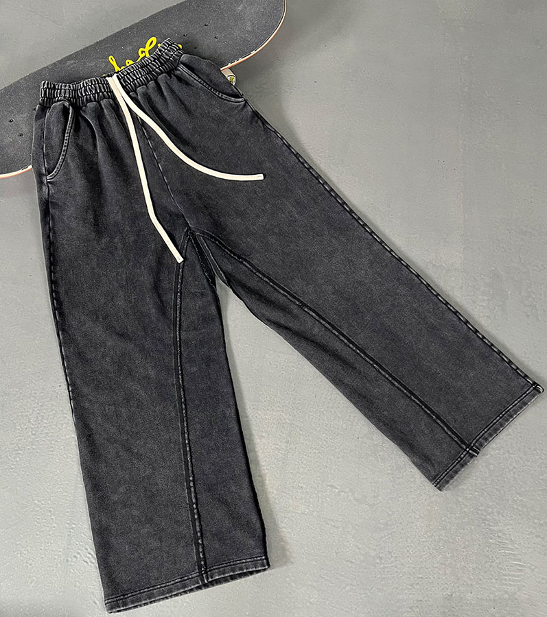 Vintage Washed Patchwork Wide Leg Sweatpants