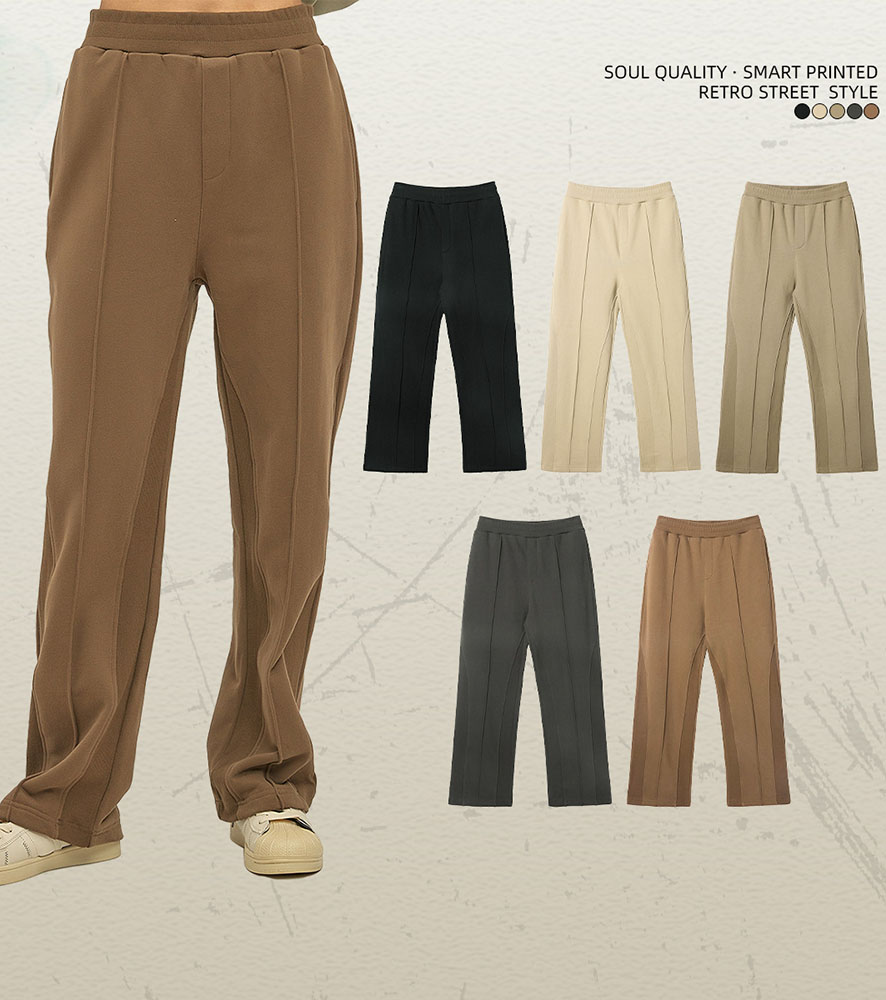 Minimalist Straight Cut Pleated Knit Sweatpants