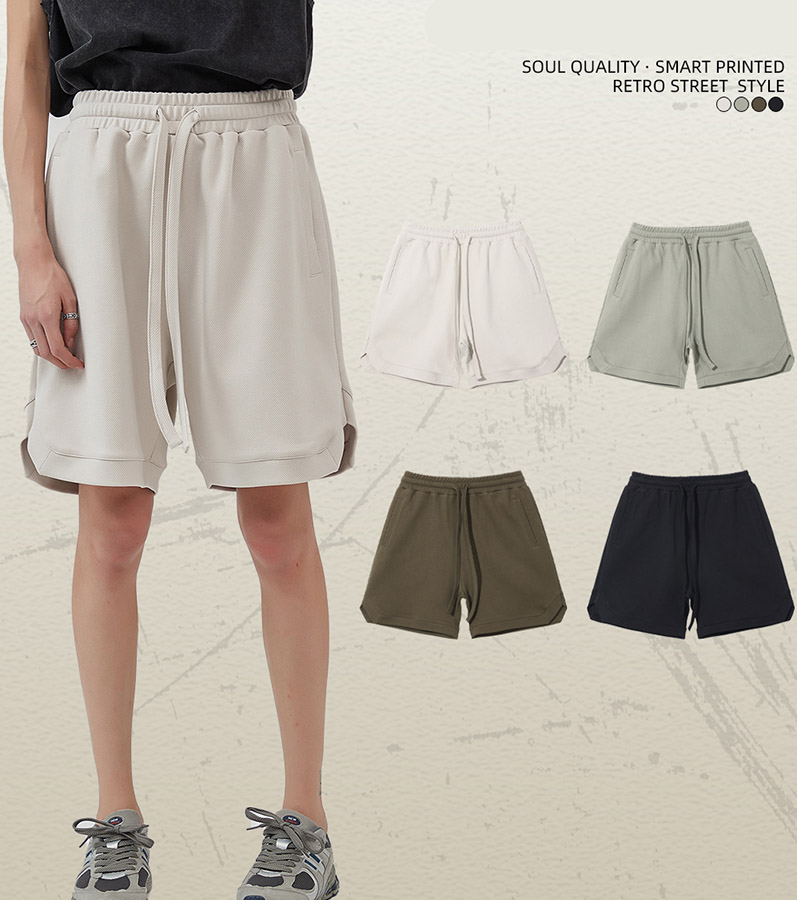 Retro Street Style Drawstring Shorts
