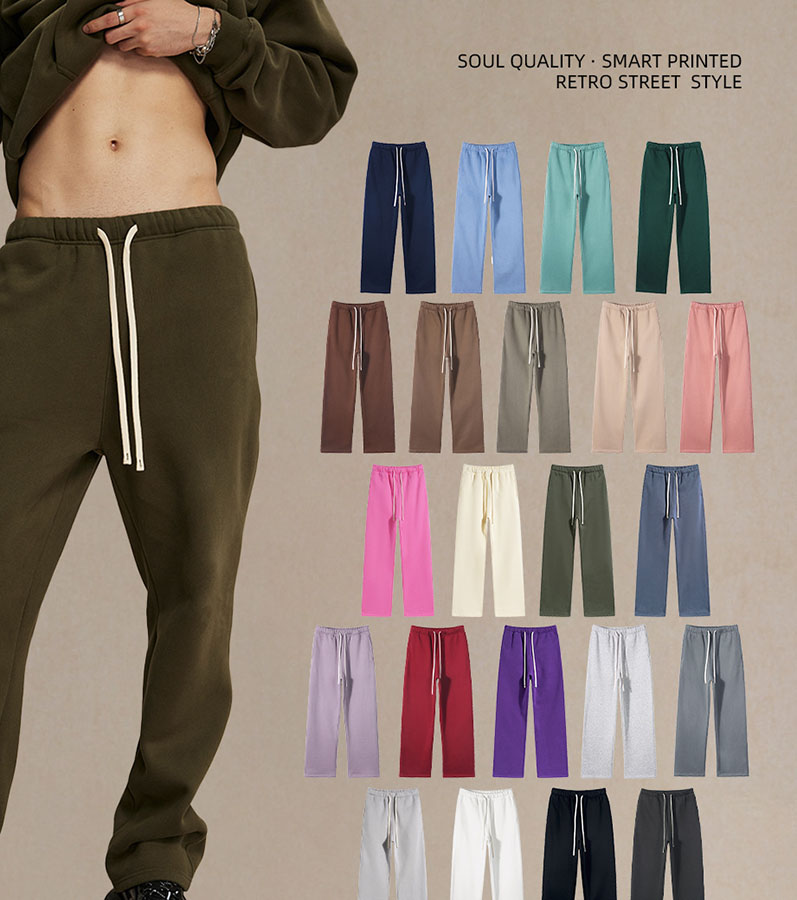 Streetwear Solid Color Fleece Sweatpants