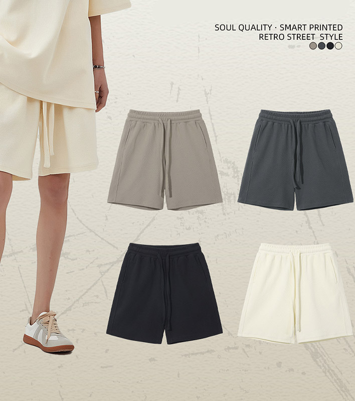 Textured Waffle Knit Casual Shorts