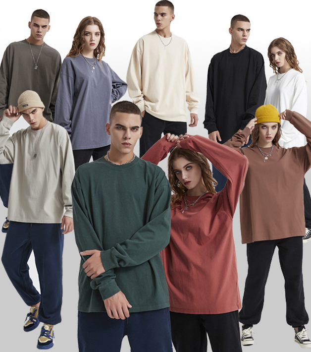 Unisex Oversized Vintage Washed Premium Cotton Long Sleeve Tee