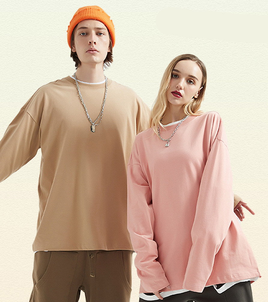 thickened double yarn solid color pullover t-shirt