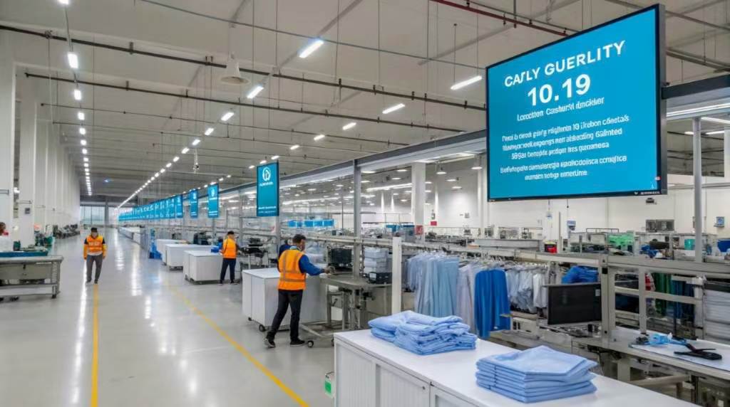 Automated clothing production line in large factory